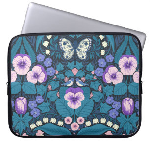 Housse Pour Ordinateur Portable Pansies, oiseaux et papillons