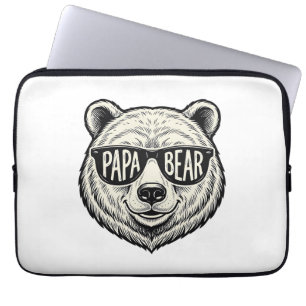 Housse Pour Ordinateur Portable Papa Bear Lunettes de soleil Ours Tête Vector Desi