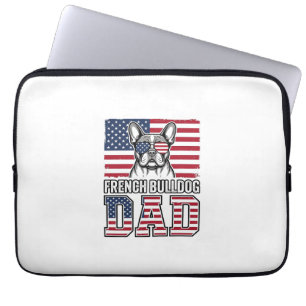 Housse Pour Ordinateur Portable Papa Bouledogue Français Patriote Vintage