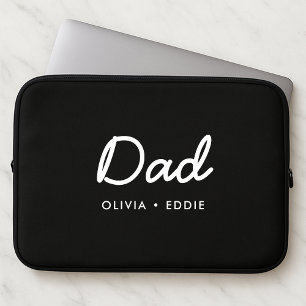 Housse Pour Ordinateur Portable Papa moderne Fête des pères de noms d'enfants No