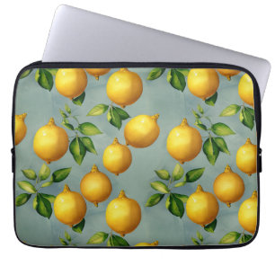 Housse Pour Ordinateur Portable Papier peint à motif de citrons de style vintage