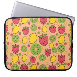 Housse Pour Ordinateur Portable Papier peint fraise, citron et kiwi