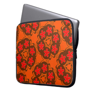 Housse Pour Ordinateur Portable papier peint rétro orange, rouge 1970