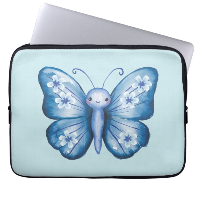 Housse Pour Ordinateur Portable Papillon bleu (Devant)
