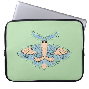 Housse Pour Ordinateur Portable Papillon Céleste Fantaisiste — Bleu Douce et Pêche