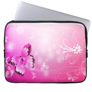 Housse Pour Ordinateur Portable Papillon magenta