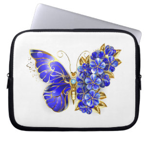 Housse Pour Ordinateur Portable Papillon saphir à fleurs