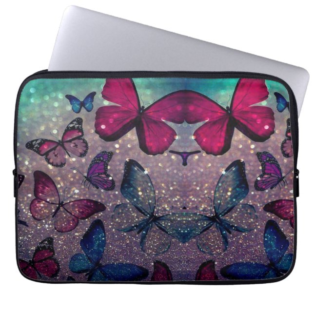 Housse Pour Ordinateur Portable Papillon sur Parties scintillant (Devant)