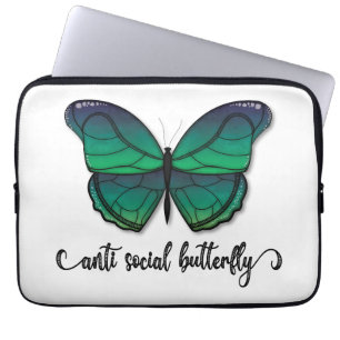 Housse Pour Ordinateur Portable Papillon vert anti-social