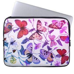 Housse Pour Ordinateur Portable Papillon Vintage pourpre et peinture papillon