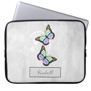 Housse Pour Ordinateur Portable Papillons Arc-en-ciel brillants