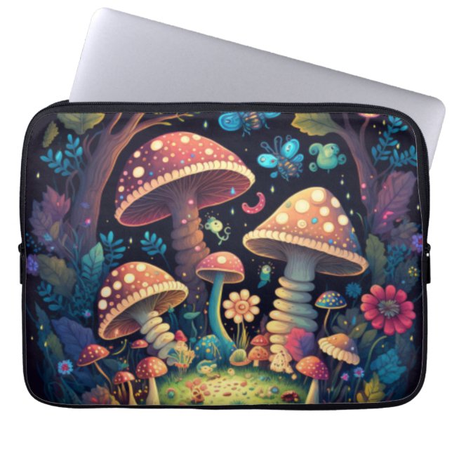 Housse Pour Ordinateur Portable Papillons aux champignons magiques (Devant)