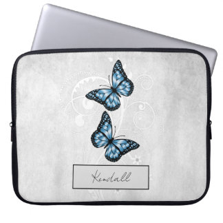 Housse Pour Ordinateur Portable Papillons Bleus brillants
