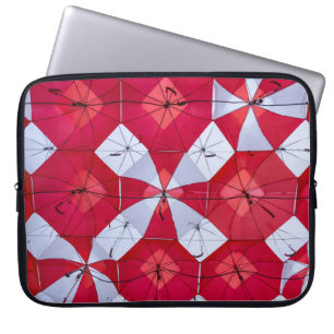 Housse Pour Ordinateur Portable Parapluies ouverts rouges et blancs