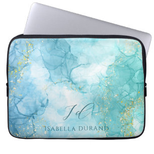 Housse Pour Ordinateur Portable Parties scintillant d'aquarelle Turquoise Green pe