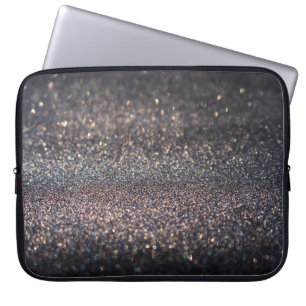 Housse Pour Ordinateur Portable Parties scintillant d'argent : Noir Bokeh Noël