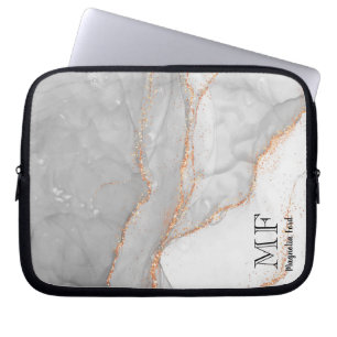 Housse Pour Ordinateur Portable Parties scintillant en or gris blanc marbre person