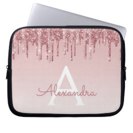 Housse Pour Ordinateur Portable Parties scintillant rose Rose or et Monogramme éti