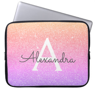 Housse Pour Ordinateur Portable Parties scintillant violette Ombre et monogramme é