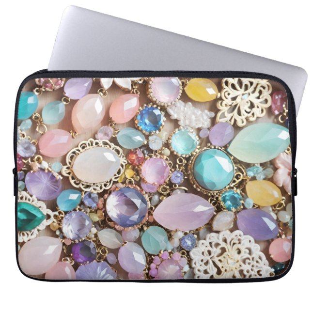 Housse Pour Ordinateur Portable Pastel Gems And Jewels In Pinks & Purples (Devant)