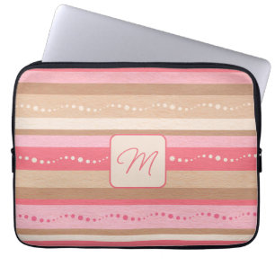 Housse Pour Ordinateur Portable Pastel Monogramme Et Stripes Motif Portable Sleeve