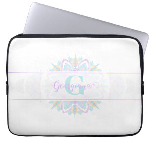 Housse Pour Ordinateur Portable Pastel Personnalisé Rainbow Ornamental Dot Mandala