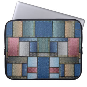 Housse Pour Ordinateur Portable Patchwork Denim