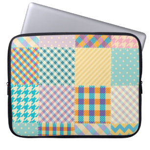 Housse Pour Ordinateur Portable Patchwork vintage : Arrière - plan sans couture te