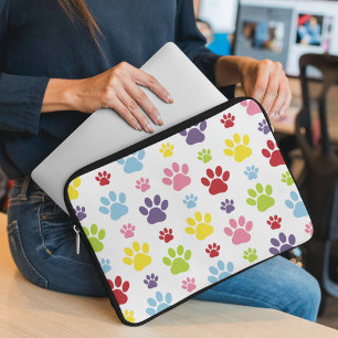 Housse Pour Ordinateur Portable Paws colorés, Motif Paw, Paws de chien, Empreintes
