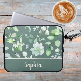 Housse Pour Ordinateur Portable Pays Floral Sage Green Signature