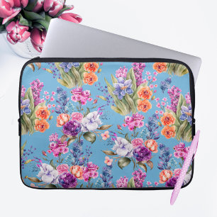 Housse Pour Ordinateur Portable Pays Jolies fleurs de jardin sur Arrière - plan bl