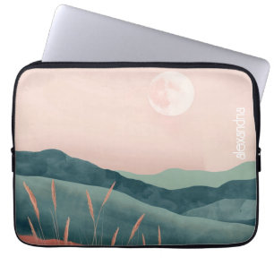 Housse Pour Ordinateur Portable Paysage Boho Montagnes Abstraites Avec Nom