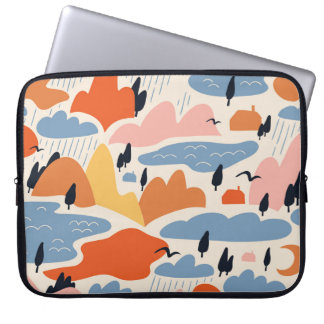 Housse Pour Ordinateur Portable Paysage coloré, montagnes, lacs, sans soudure.