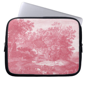 Housse Pour Ordinateur Portable Paysage de Pink Toile de Jouy Shabby Counry de
