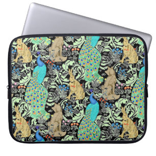 Housse Pour Ordinateur Portable Peacock Art Nouveau Impression, Turquoise & Neutra