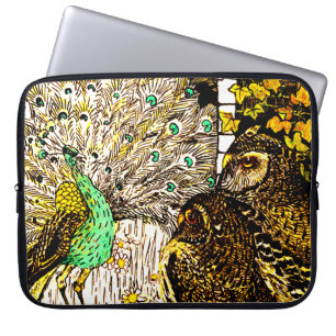 Housse Pour Ordinateur Portable Peacock et Owls Art nouveau néerlandais