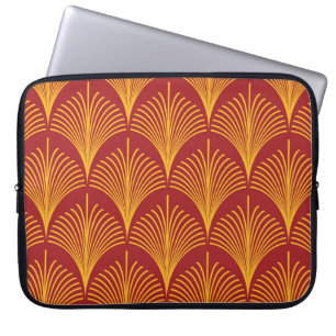 Housse Pour Ordinateur Portable Peacock or rouge : Art Déco.