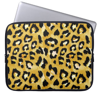 Housse Pour Ordinateur Portable Peau d'animal, Aquarelle Léopard sans voile.
