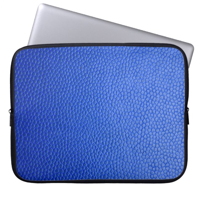 Housse Pour Ordinateur Portable peau en cuir bleu (Devant)