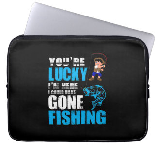 Housse Pour Ordinateur Portable Pêche Art J'Aurais Pu Aller Pêcher