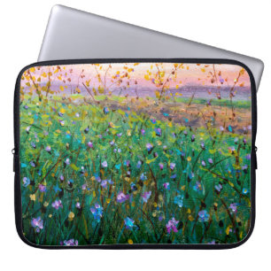 Housse Pour Ordinateur Portable peinture à l'huile de fleurs, belles fleurs de cha