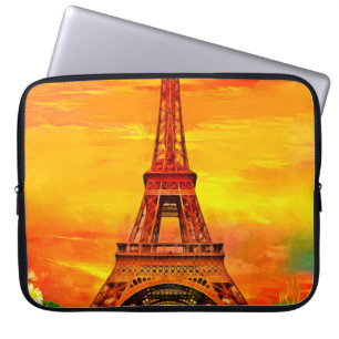 Housse Pour Ordinateur Portable peinture à l'huile réaliste de la tour Eiffel