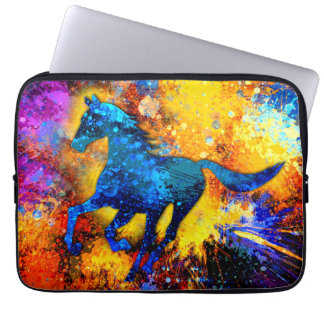 Housse Pour Ordinateur Portable Peinture Abstraite de Cheval en Course