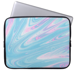 HOUSSE POUR ORDINATEUR PORTABLE PEINTURE ABSTRAITE ROSE ET BLEUE