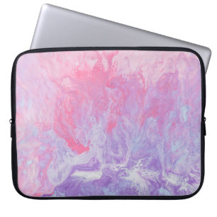 HOUSSE POUR ORDINATEUR PORTABLE PEINTURE ABSTRAITE ROSE ET PURPLE