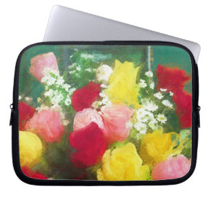 Housse Pour Ordinateur Portable Peinture Bouquet Rose - Jolie Art Fleur Originale