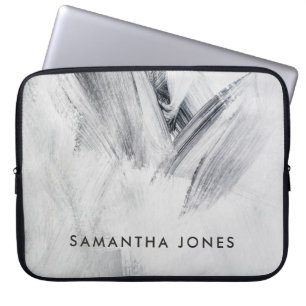 Housse Pour Ordinateur Portable Peinture contours Texture blanc noir