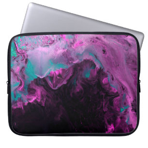 Housse Pour Ordinateur Portable Peinture créative néon vert et violet, abstraite