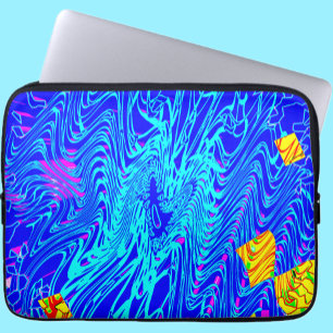 Housse Pour Ordinateur Portable Peinture d'art Abstrait bleu moderne