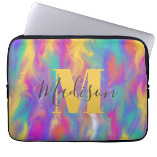 Housse Pour Ordinateur Portable peinture d'art abstrait coloré Monogramme